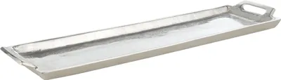 Produktbild von EGLO LIVING Dekotablett Savant, Tablett mit Griff zum Dekorieren, Deko Serviertablett rechteckig aus Metall in Nickel, Servierplatte 44 x 12,5 cm