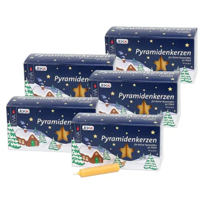 Produktbild von EWA Jeka 5 Päckchen a 50 Pyramidenkerzen ( 250 Stück ) - NATUR - PK 50