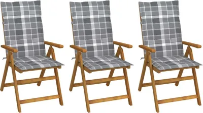 Produktbild von Klappbare Gartenstühle 3 Stk. mit Auflagen Massivholz Akazie
