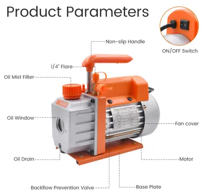Imagen del producto de Bomba de vacío de 3.5 CFM - Eléctrica - Capacidad de aceite de 220 ml - Bomba centrífuga