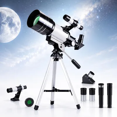 Obrázok produktu pre Astronomický refraktorový ďalekohľad pre deti a začiatočníkov, s priemerom objektívu 70 mm, vrátane statívu a filtra na pozorovanie Mesiaca