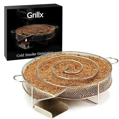 Produktbild von Grillx Kaltrauchgenerator – Edelstahl Smokerbox – Räuchergenerator – Kalt Räuchern – BBQ & Kamado Zubehör