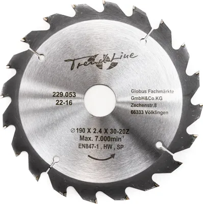 Produktbild von TrendLine HM-Kreissägeblatt Ø 190 mm Bohrung Ø 30 mm
