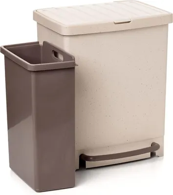 Obrázok produktu pre Kontajner na recykláciu - Odpadové nádoby - Triedenie odpadu - Dvojkomorový - 25 litrov - Béžová farba