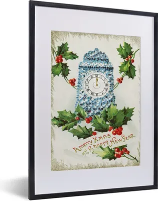 Produktbild von MuchoWow® Gerahmtes Poster Uhr - Kunst - Weihnachten 30x40 cm - Poster mit Schwarzem Bilderrahmen Wandposter Rahmen Foto Bilder - Wandposter Schlafzimmer