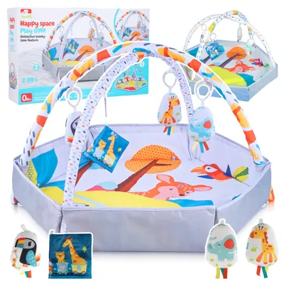 Produktbild von Malplay Lernmatte Spielmatte für Kleinkinder Spielbogen Laufstall Kopfstand Aufhängungen Tummy Time ab 3 Jahren Geschenk
