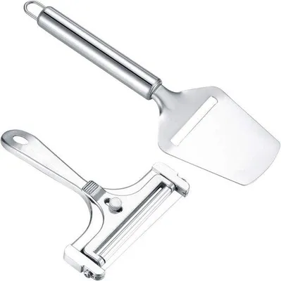 Imagen del producto de Juego de 2 cortadores de queso de acero inoxidable de alta calidad, para quesos duros y blandos