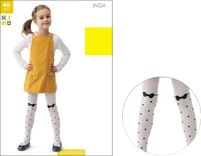 Produktbild von Strumpfhose für Mädchen aus Mikrofaser mit Tupfen Bianco 104-110