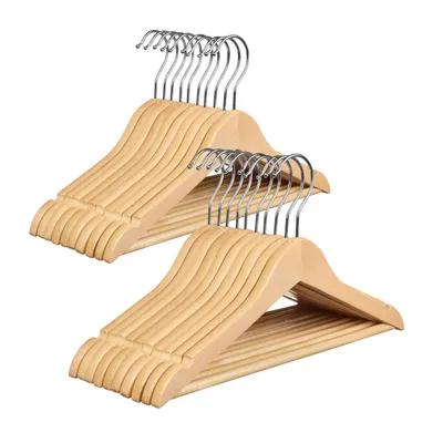 Produktbild von OGIVO Kinderkleiderbügel Holz Natur 20 Stück – 32 cm Kinderbügel mit 360° Drehhaken für Baby- und Kinderkleidung