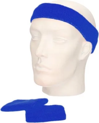 Produktbild von CHPN - Schweißband - Stirnband - Schweißband-Set - Set - Armbänder - Schweißbänder - Frottee - 3-teilig - Baumwolle - Elastisch - Sportband - Sportzubehör - Dunkelblau