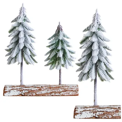 Produktbild von Weihnachtsbaum-Kompositionsdekoration auf einem mit Schnee bedeckten Stamm, 34 x 28 cm