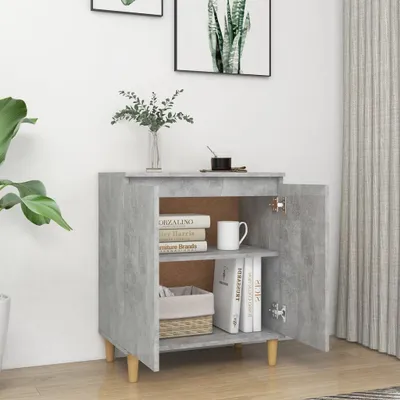 Produktbild von " "Sideboard - praktischem Design - Wohnzimmerschrank - Kommde für Flur - mit Massivholz-Beinen Betongrau 60x35x70 cm NeuMöbel 9813918