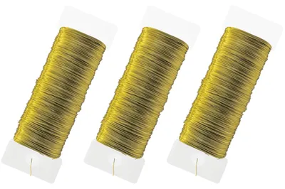 Basteldraht 3 Rollen 60 m, 0,35 mm, Gold, für Schmuck und Blumen