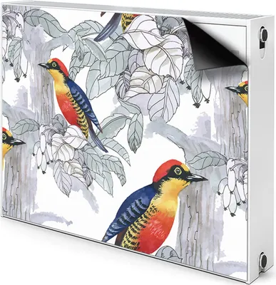Produktbild von Magnet Heizkörper Heizkörper-Abdeckung Heizkörperabdeckung 110x60 cm  - Gemalte, Vögel