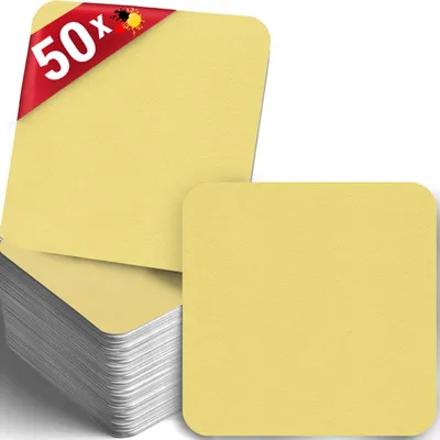 Produktbild von 50 Bierdeckel gelb quadratisch, Einfarbig Modern, Sommerfest Party Deko