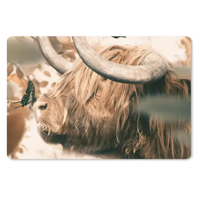 Produktbild von MuchoWow® Mauspad Mousepad Schottischer Hochländer - Schmetterling - Tiere 27x18 cm - Mousepads - Maus Mat - Pad - Mausunterlage - Büroartikel - Desk Matten