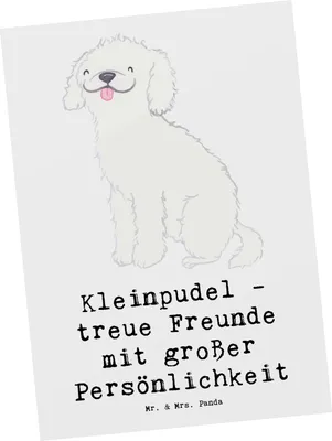 Produktbild von Mr. & Mrs. Panda Postkarte Kleinpudel Freunde - Weiß - Geschenk, Hunderasse, Ansichtskarten, Fotokarte, Hunderassen Vielfalt, enge Bindung, Eigenschaften, Grußkarte
