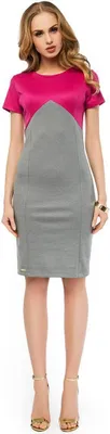 Produktbild von Damen MiniKleid Kleid Tunika Top Style; Fuchsia/Grau/38