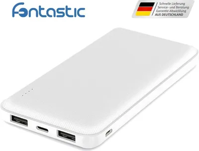 Produktbild von Fontastic Power Bank Renz10 10.000mAh, 2x USB-A & 1x Typ-C Ladezustandsanzeige, In & Output 5V / 2A, weiß