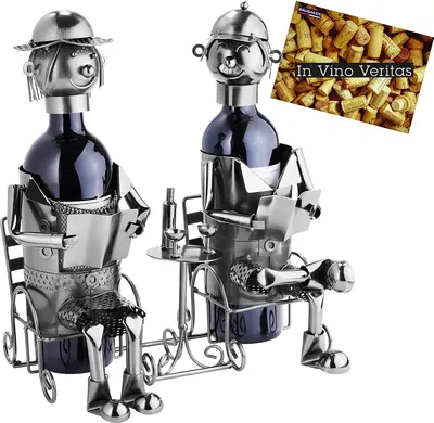 Immagine prodotto di BRUBAKER portabottiglie coppia scultura in metallo regalo con carta regalo