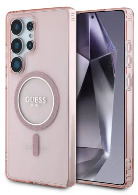 Image de Etui Guess Glitter Circle Classic Logo Magsafe Do Samsung Galaxy S25 Ultra Różowy