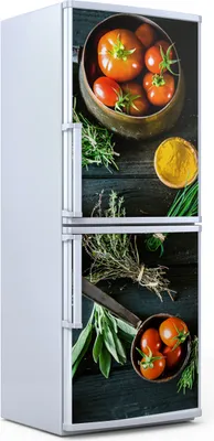 Produktbild von Kühlschrankdekoration  60x180 cm  Aufkleber auf dem Kühlschrank - Gewürze Gemüse