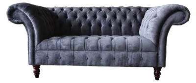 Immagine prodotto di Divano a 2 posti Design Tappezzeria Tessuto Grigio Chesterfield Nuovo