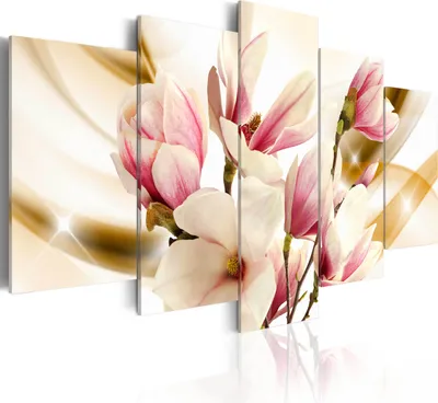 Produktbild von Leinwandbilder 200x100 cm b-A-0248-b-n Vlies Leinwandbild 5 tlg Kunstdruck modern Wandbilder XXL Wanddekoration Design Wand Bild ABSTRAKT BLUMEN MAGNOLIEN