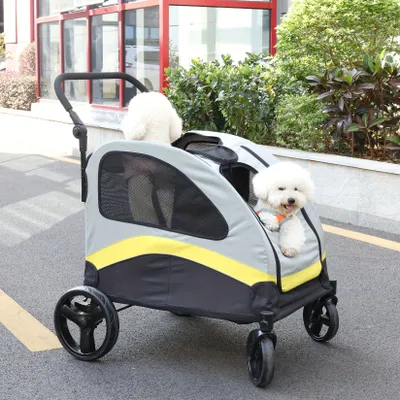 Immagine prodotto di Trasportino per cani - Rimorchio per cani - Trasportino per animali domestici - Passeggino per animali - Carrozzina per animali - Pieghevole e leggero