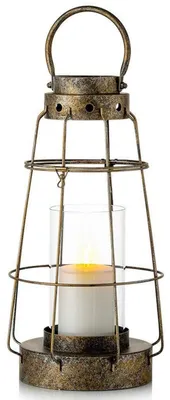 Immagine prodotto di Lanterna decorativa rustica, con vetro e metallo, altezza 38 cm