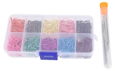 Produktbild von 300 Stück Sicherheitsnadeln, 10 Farben, kürbisförmige Markierung, Strickstichmarkierung zum Markieren, Nähen, Basteln