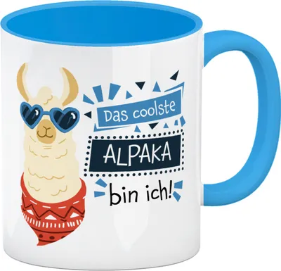 Produktbild von Das coolste Alpaka bin ich Kaffeebecher Hellblau