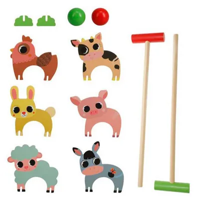 Image de Jeu de croquet des animaux de la ferme en bois