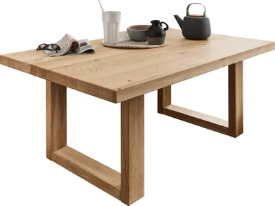Produktbild von Couchtisch "WZ-0169" aus Wildeiche in natur geölt. Abmessungen (BxHxT) 110x45x70 cm