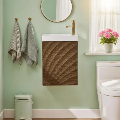 Immagine prodotto di Mobile da bagno - Mobiletto bagno - Mobile lavabo - Mobile sottolavabo - Lavabo - Montaggio a parete - Dimensioni compatte: 40x22x56 cm