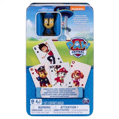 Produktbild von Games Jumbo - Spielkarten mit Chase - Figur, in Metallbox, 6 Jahr(e)