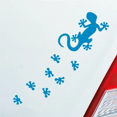 Produktbild von Auto Aufkleber Salamander Agame Echse Lizard Fußspuren 20x6 cm Hellblau Sticker Heckscheibenaufkleber
