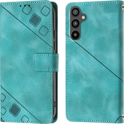 Produktbild von Hülle für Samsung Galaxy A34 Prägung Flip Leder Brieftasche Schutzhülle mit Ständer Grün