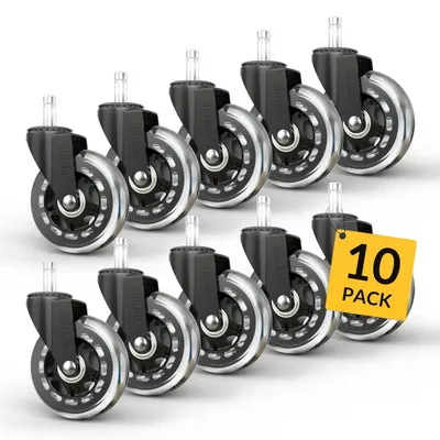Image de Lot de 10 roulettes de rechange pour meubles de bureau - en caoutchouc