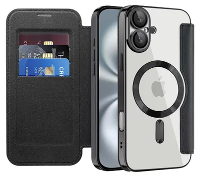 Zdjęcie produktu dla Techsuit - SmartMag Book etui na iPhone 16 - czarne