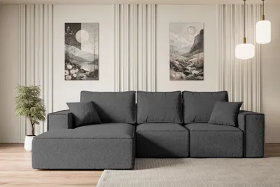 Produktbild von ALTDECOR Ecksofa mit Schlaffunktion und Bettkasten SERRA-L-S - 266x161x87 cm Grau - Corner Sofa Bett Eckcouch Couch L-Form Schlafcouch Ausziehbar Wohnlandschaft Schlafsofa Cauchsofa