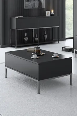 Produktbild von Skye Decor, Lord - Anthracite, Silver, Couchtisch, 100 % MELAMINBESCHICHTETE SPANPLATTEN, Anthrazit, 90 x 60 x 40 cm