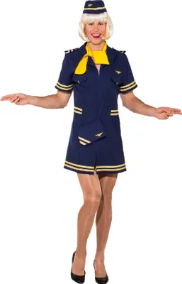 Produktbild von O7832-58-60 dunkelblau Herren Flugbegleiterin Stewardess Kleid Gr.58-60