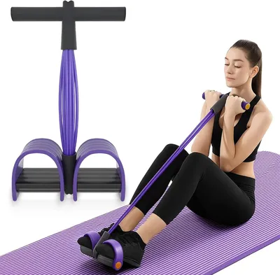 Imagen del producto de Pedal de fitness con 6 resortes, banda de resistencia elástica, multifuncional, para entrenamiento de fuerza