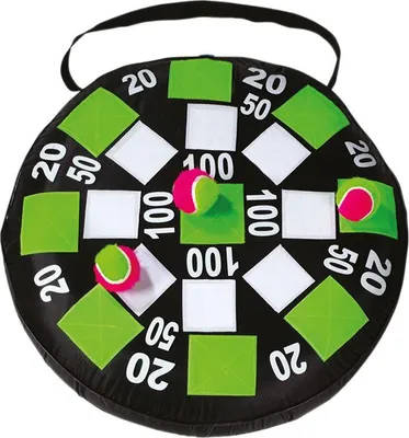 Produktbild von Betzold Klett-Dartspiel, Wurf- und Rechenspiel, mobil, Dartscheibe 65 cm, Bälle 6 cm