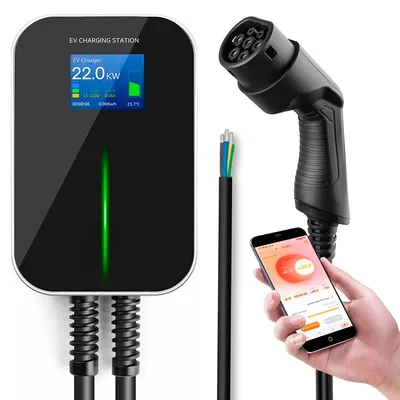 Image de Extralink BS20-BC-22kW-APP Type 2 32 A 22 kW Wallbox pour voiture électrique, triphasé, LCD, application, câble 6,1 m