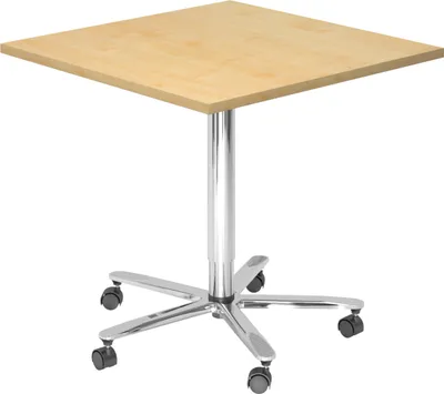 Produktbild von bümö Säulenhubtisch eckig ST - Nachbildung Ahorn, tischfuss: chrom