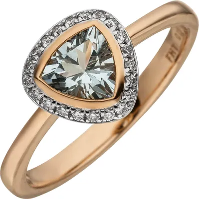 Produktbild von Ring Aquamarin hellblau & 21 Diamanten Brillanten 0,1 Ct. W/SI 585 Gold Rotgold Innenumfang 56mm  Ø17.8mm