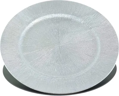 Produktbild von Weihnachtsdeko Teller Silberfarben mit Strukturoberfläche Ø 33 cm - Kunststoff