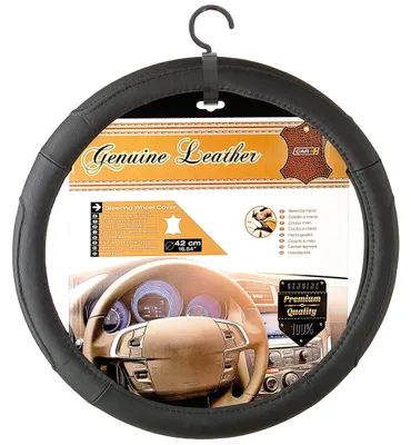 Immagine prodotto di Copertura per volante, 42 cm, in pelle nera, per furgoni